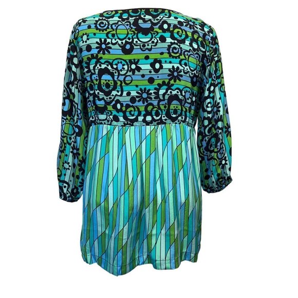 Bob Mackie Wearable Art Mod Silk Retro Funky  Ladies Blouse Size SMALL Bright - Picture 2 of 13